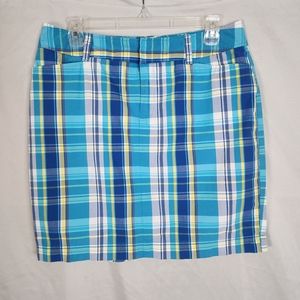 CHAPS‎ Size 6 Preppy Plaid 100% Cotton Mini Pencil Skirt w Pockets & Belt Loops